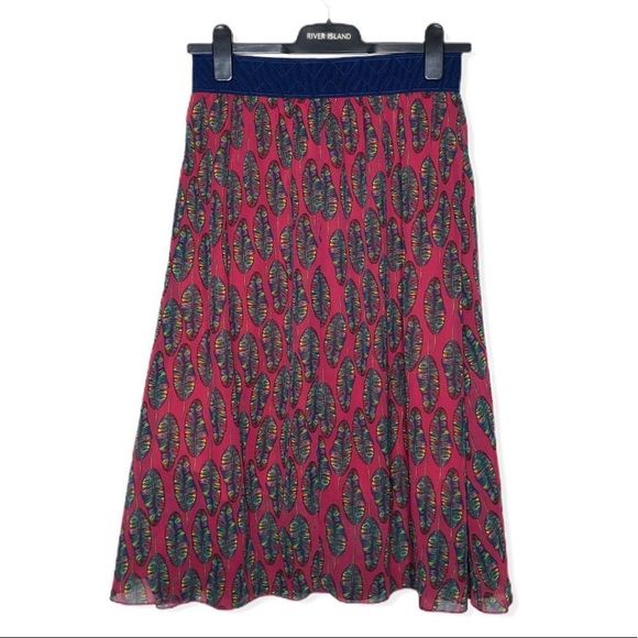 LuLaRoe Lola Feather Print Midi Skirt NWT - Picture 4 of 10